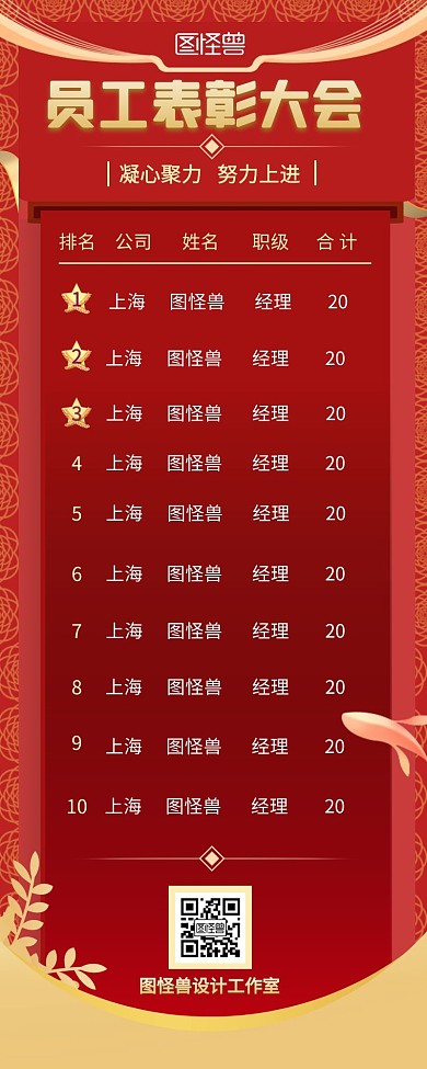 员工表彰长图海报