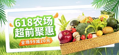 618农场品促销活动绿色简约banner