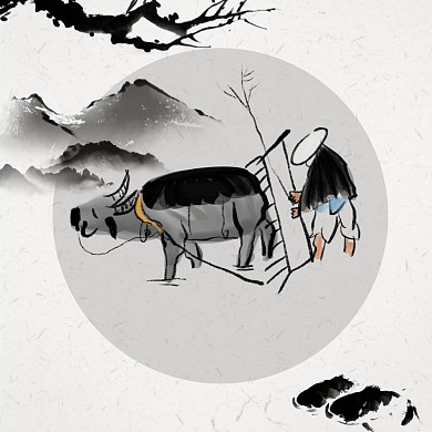 牛简约水墨农耕红包头像