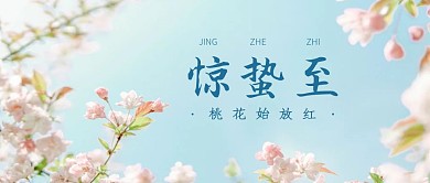创意桃花樱花惊蛰传统节气公众号封面