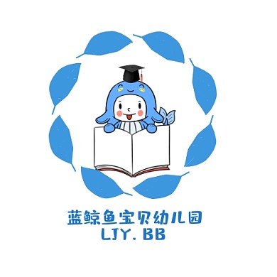 儿童教育蓝鲸鱼蓝色印刷平面logo设计