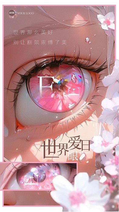 趣味梦幻世界爱眼日插画海报