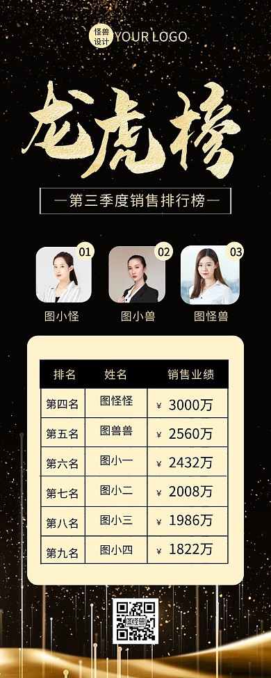 黑金商务风销售排行榜营销长图