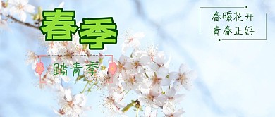 绿色春季踏青公众号封面
