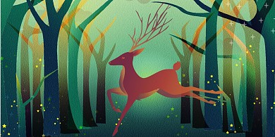 梦幻风麋鹿插画背景