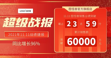 超级战报业绩销售额红色横版banner