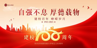 百年校庆周年盛典祝福红色喜庆印刷展板