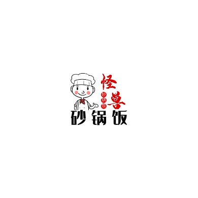 砂锅饭LOGO卡通红色调简约风餐馆