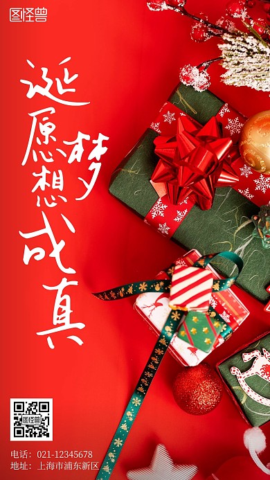 圣诞主题摄影简约风手机海报