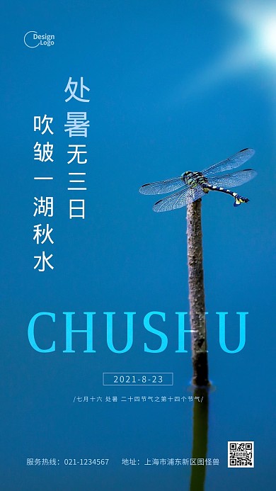 传统节气处暑蜻蜓摄影图海报