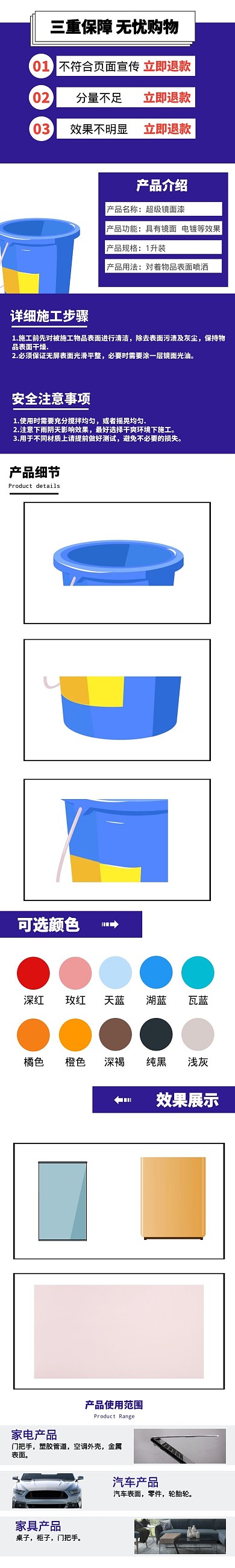 镜面漆蓝色淘宝详情页面