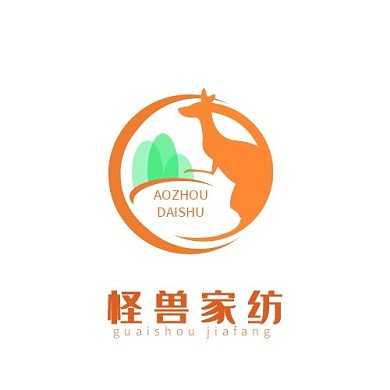 logo设计袋鼠家纺暖色产品头像