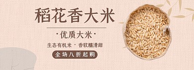 稻花香大米促销简约灰色banner