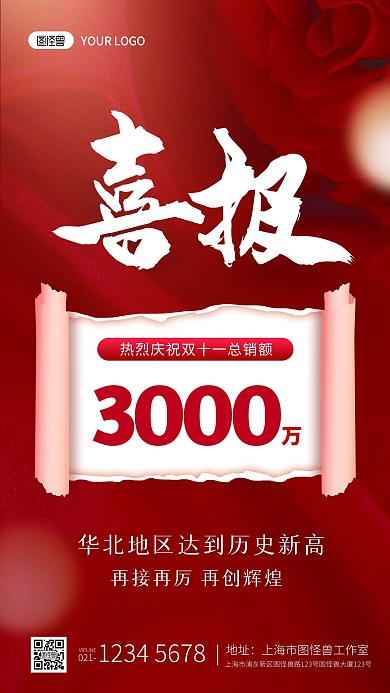 销售喜报贺报喜庆业绩手机摄影图海报 
