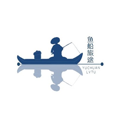 出行渔船蓝色创意鱼船logo设计