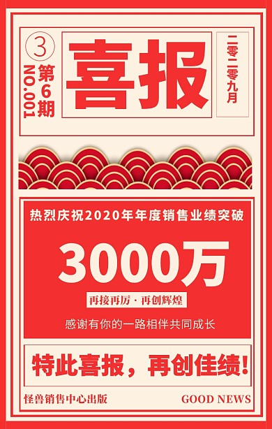 销售喜报手机海报
