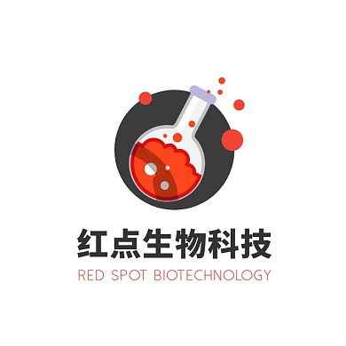 黑色红色化学实验卡通插画生物科技logo