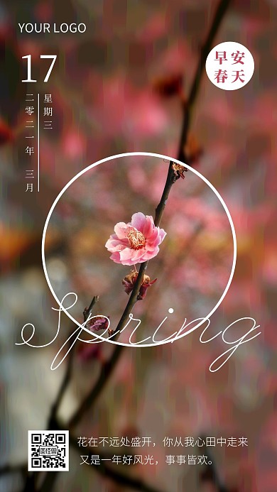 摄影风创意初春温暖早安日签图