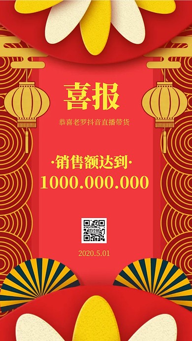 祝贺老罗直播带货销售额一亿元喜报