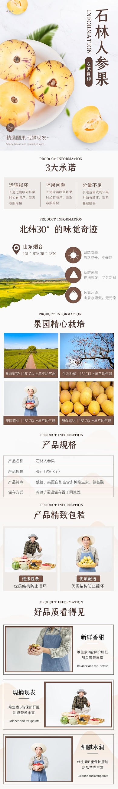 人参果简约现代褐色食品详情页