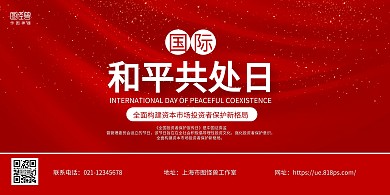 红色质感国际和平共处日宣传展板背景墙