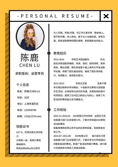 应聘个人简历