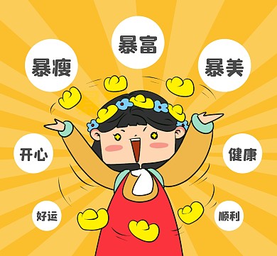黄色卡通祝福创意朋友圈封面