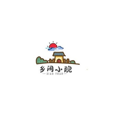 乡间小院LOGO宣传设计卡通扁平风格