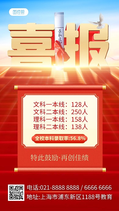 高考喜报录取通知手机海报