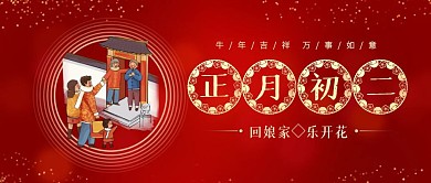 正月初二回娘家年俗喜庆公众号封面