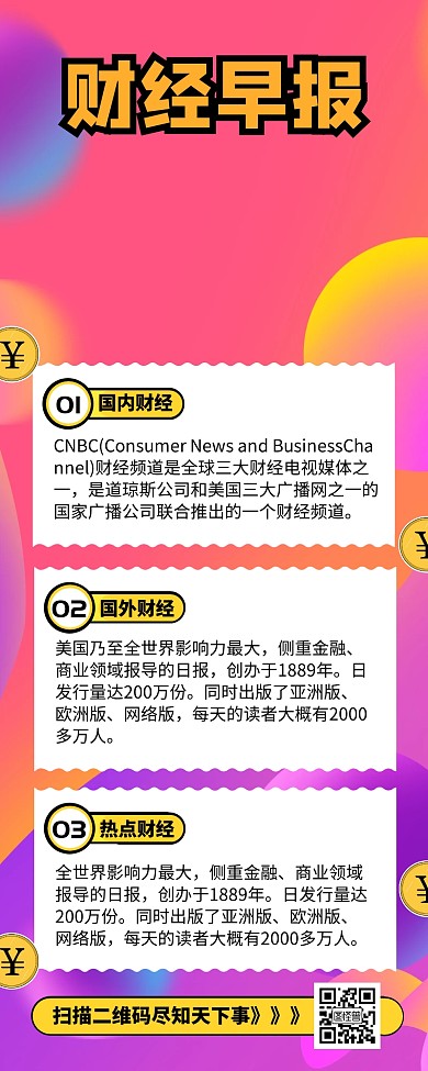 红色简约财经早报新闻早报长图