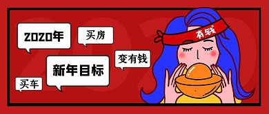 创意2020新年目标清单公众号封面