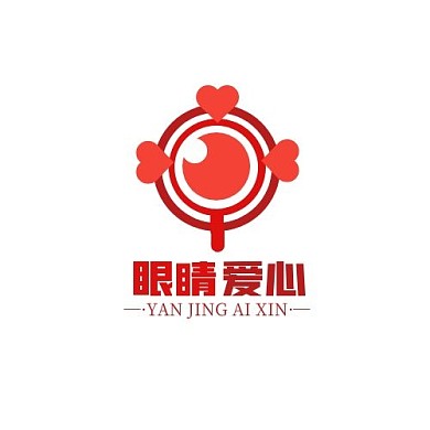 眼睛爱心红色渐变圆形几何LOGO