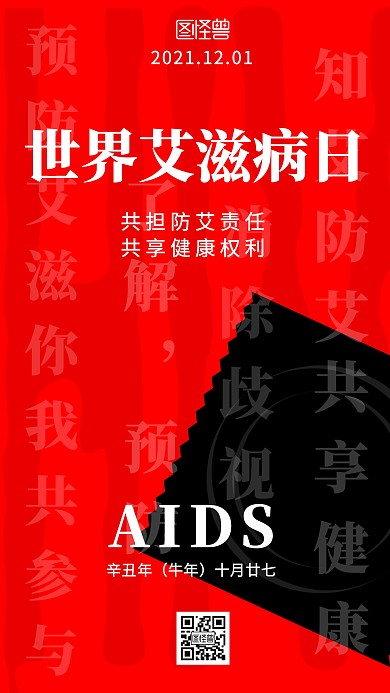 世界艾滋病日手机海报