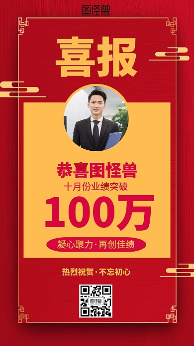 红色业绩喜报海报