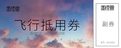 蓝色简约纸飞机抵用券 飞行体验