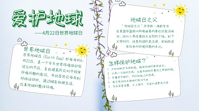 世界地球日简约卡通手抄报