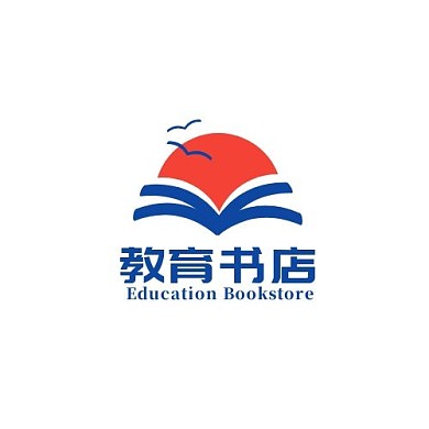 教育书店太阳书本红蓝简约LOGO