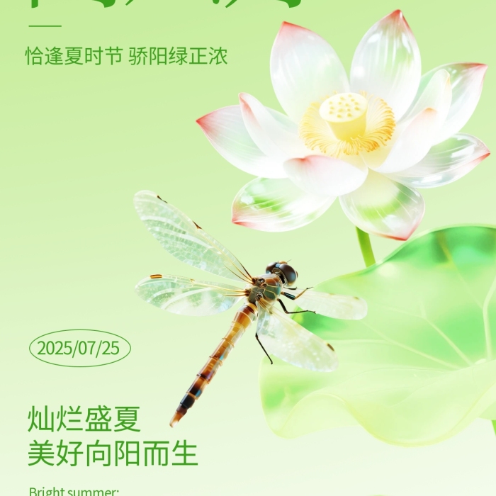 闰六月夏天夏 荷花农历六月海报