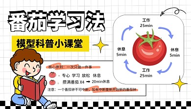 番茄学习法模型科普用图宣传创意课程封面
