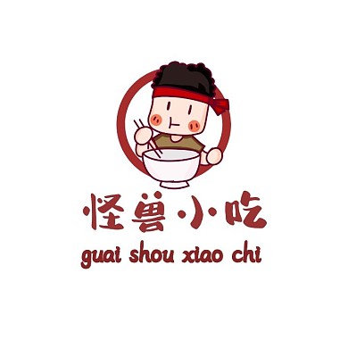 红色简约手绘零食淘宝logo