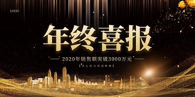 简约大气企业年终喜报海报