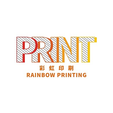 彩虹印刷斜纹英文大写电商logo设计