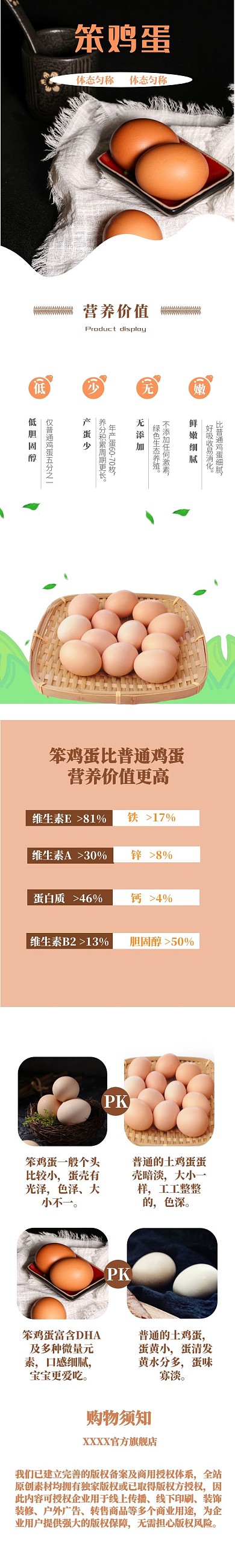 优质健康营养笨鸡蛋详情页模版