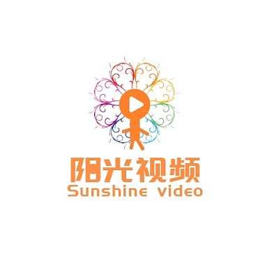 阳光视频公司灿烂花纹播放橙色简约LOGO
