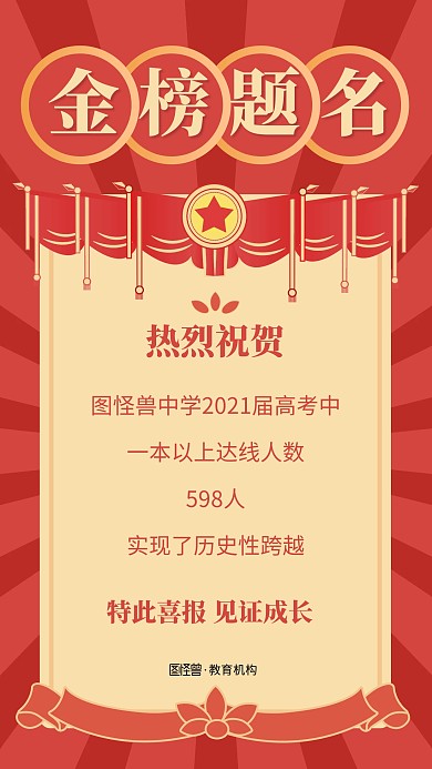 原创高考喜报战报捷报贺报通知海报