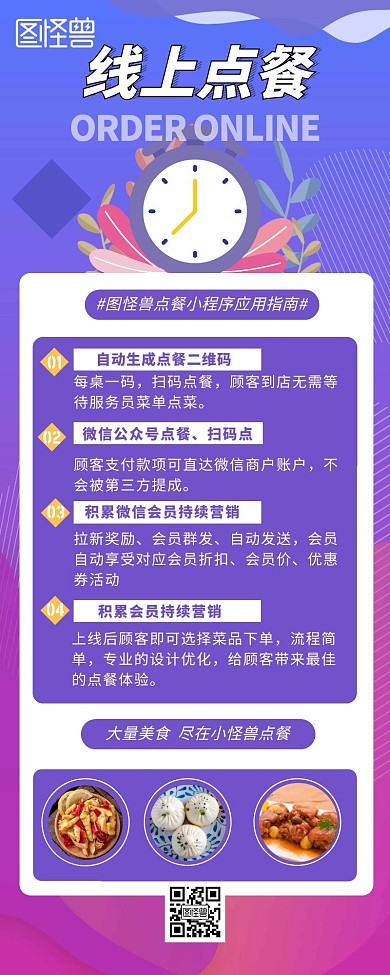 线上点餐操作指引步骤营销长图