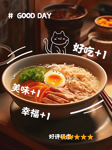 清新美味美食PLOG模板