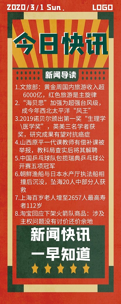简约复古报纸风新闻早报营销长图