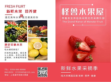 2019红色清新风格水果宣传折页